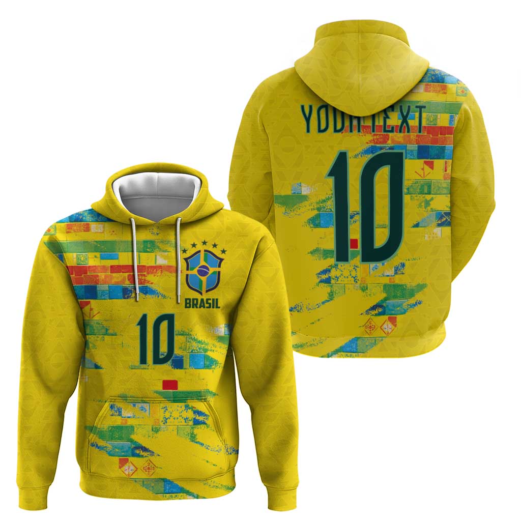 Custom Brasil Football Hoodie Abstract Art Inspired Rio Mosaic Steps