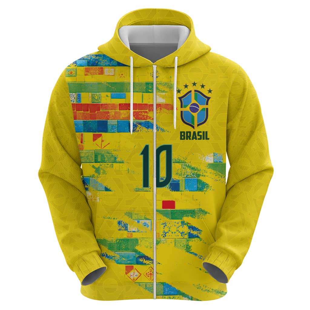 Custom Brasil Football Hoodie Abstract Art Inspired Rio Mosaic Steps
