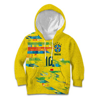 Custom Brasil Football Kid Hoodie Abstract Art Inspired Rio Mosaic Steps