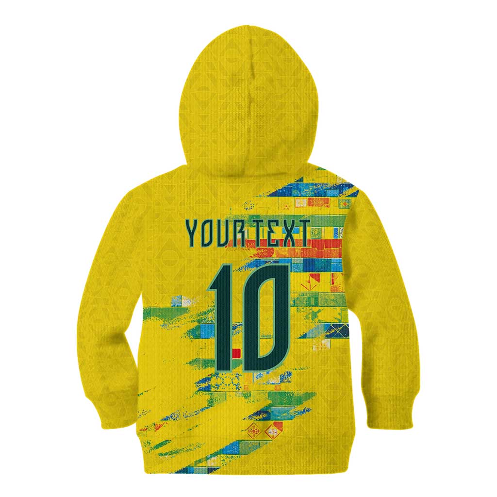 Custom Brasil Football Kid Hoodie Abstract Art Inspired Rio Mosaic Steps