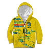 Custom Brasil Football Kid Hoodie Abstract Art Inspired Rio Mosaic Steps