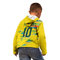 Custom Brasil Football Kid Hoodie Abstract Art Inspired Rio Mosaic Steps