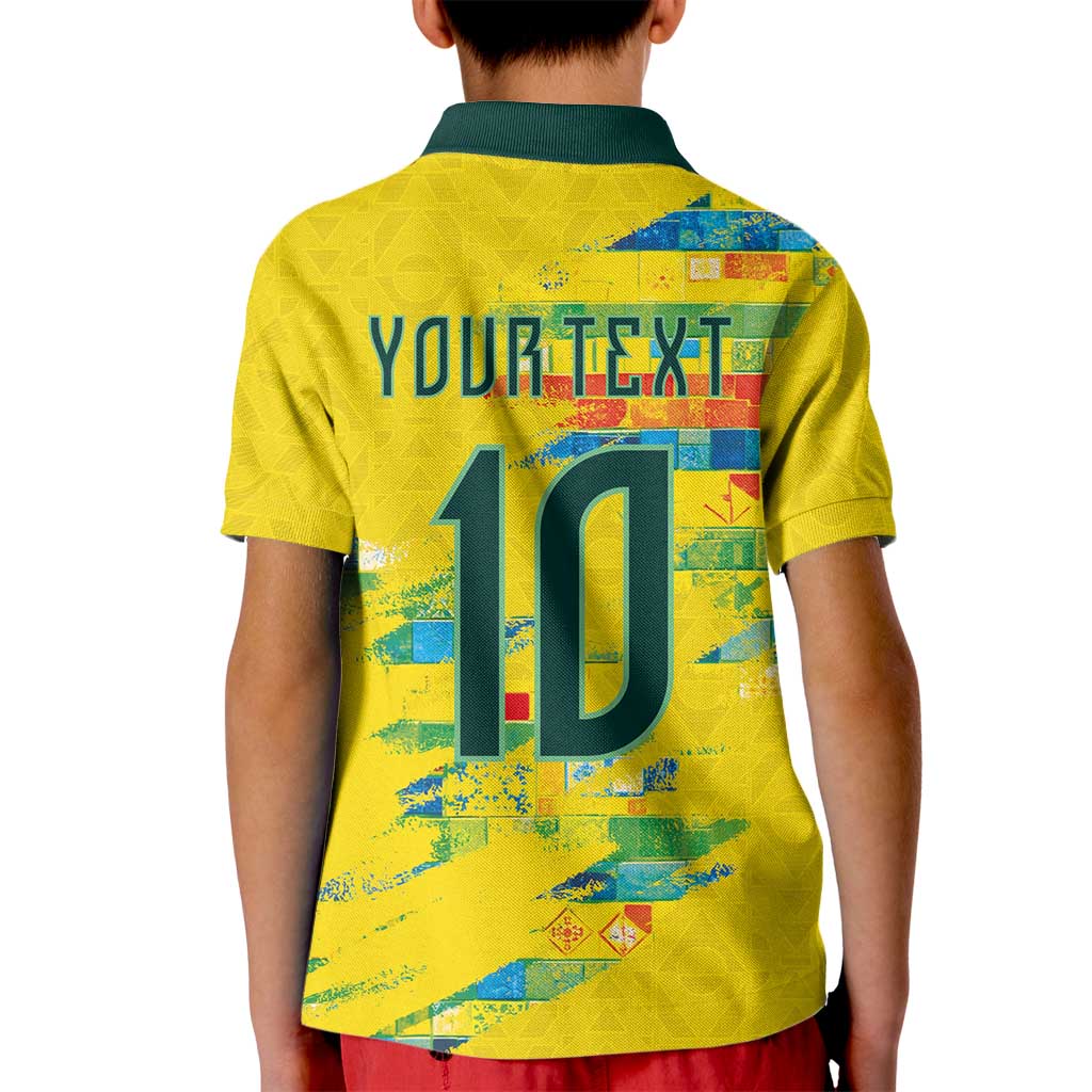 Custom Brasil Football Kid Polo Shirt Abstract Art Inspired Rio Mosaic Steps