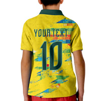 Custom Brasil Football Kid Polo Shirt Abstract Art Inspired Rio Mosaic Steps