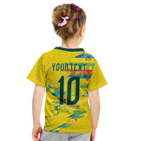 Custom Brasil Football Kid T Shirt Abstract Art Inspired Rio Mosaic Steps