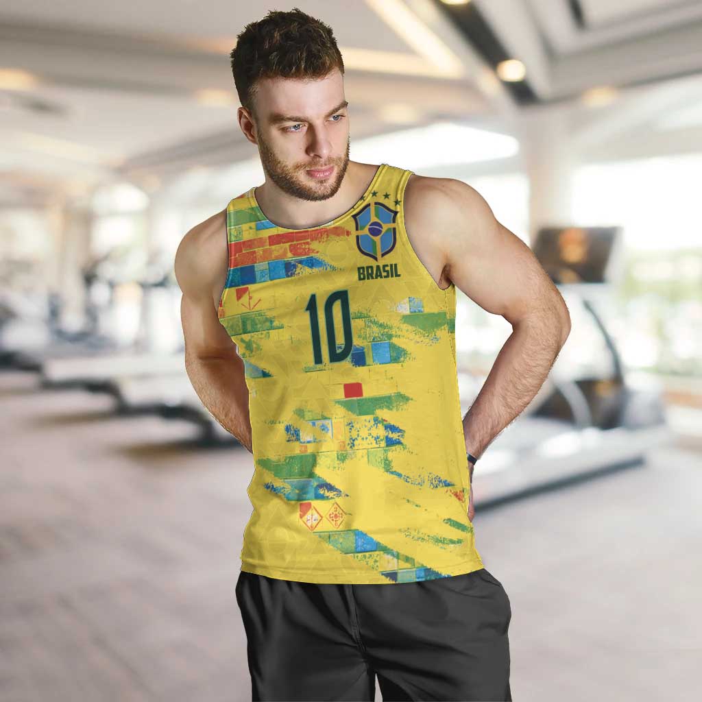 Custom Brasil Football Men Tank Top Abstract Art Inspired Rio Mosaic Steps
