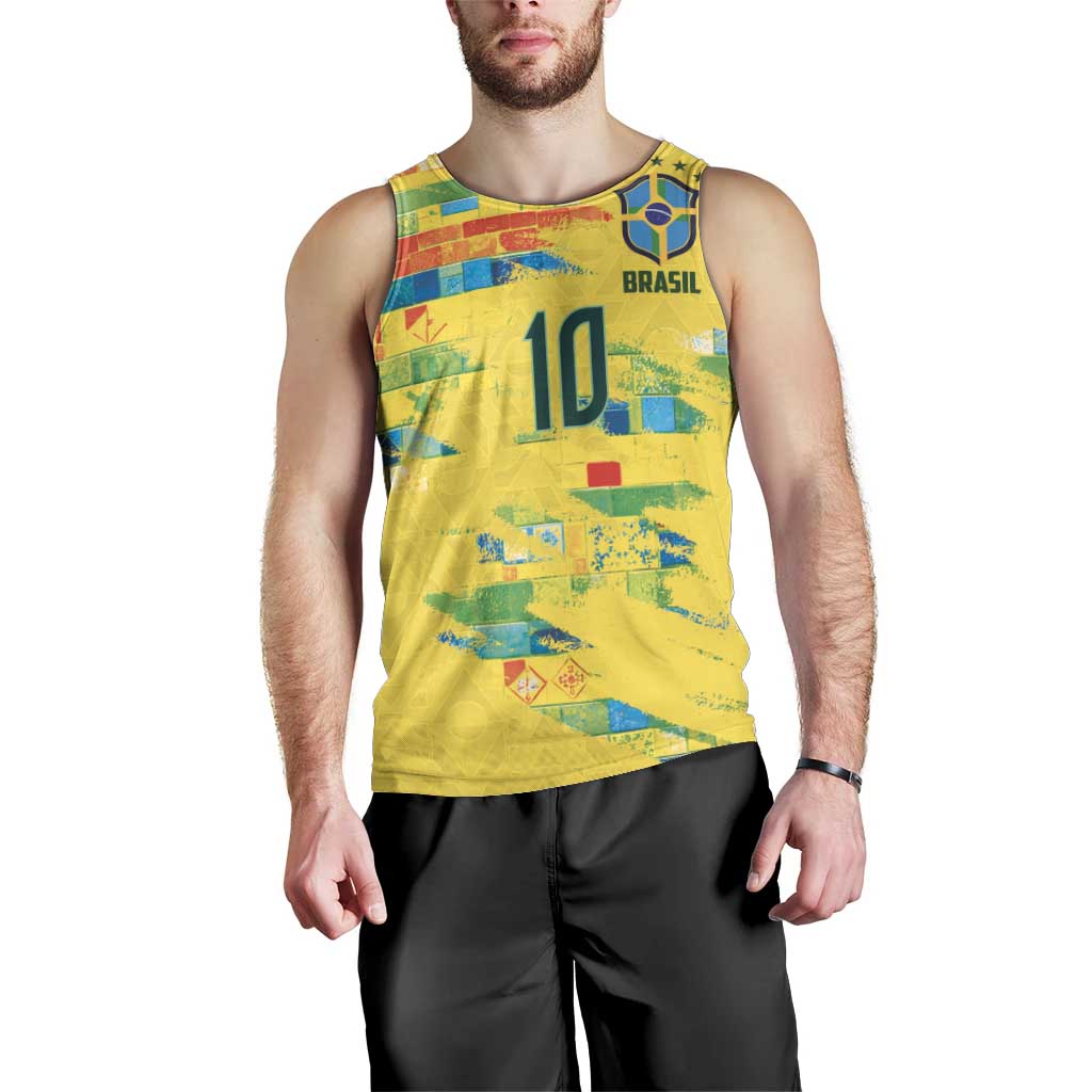 Custom Brasil Football Men Tank Top Abstract Art Inspired Rio Mosaic Steps