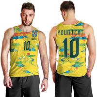 Custom Brasil Football Men Tank Top Abstract Art Inspired Rio Mosaic Steps