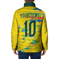Custom Brasil Football Padded Jacket Abstract Art Inspired Rio Mosaic Steps