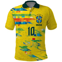 Custom Brasil Football Polo Shirt Abstract Art Inspired Rio Mosaic Steps