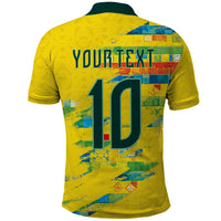 Custom Brasil Football Polo Shirt Abstract Art Inspired Rio Mosaic Steps