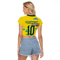 Custom Brasil Football Raglan Cropped T Shirt Abstract Art Inspired Rio Mosaic Steps