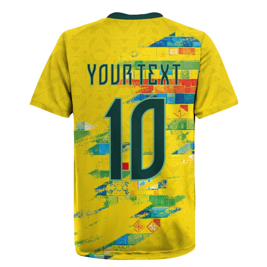 Custom Brasil Football Rugby Jersey Abstract Art Inspired Rio Mosaic Steps