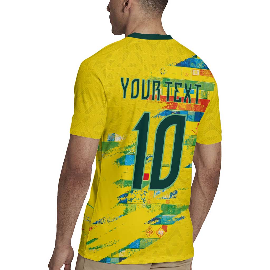 Custom Brasil Football Rugby Jersey Abstract Art Inspired Rio Mosaic Steps