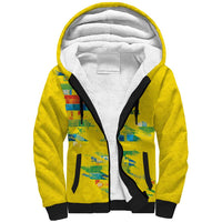 Custom Brasil Football Sherpa Hoodie Abstract Art Inspired Rio Mosaic Steps