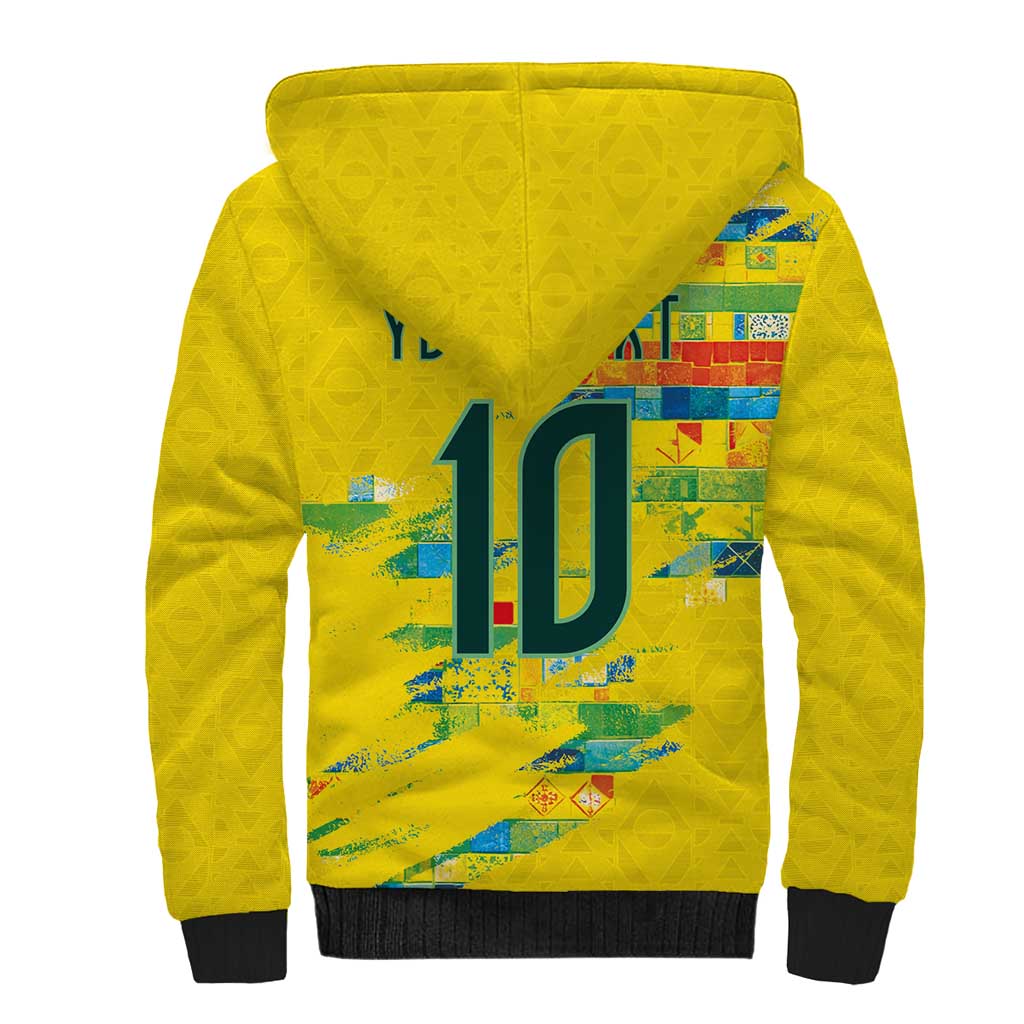 Custom Brasil Football Sherpa Hoodie Abstract Art Inspired Rio Mosaic Steps