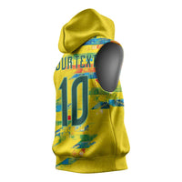 Custom Brasil Football Sleeveless Hoodie Abstract Art Inspired Rio Mosaic Steps