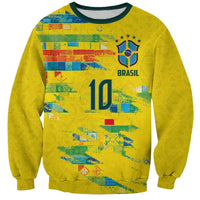Custom Brasil Football Sweatshirt Abstract Art Inspired Rio Mosaic Steps