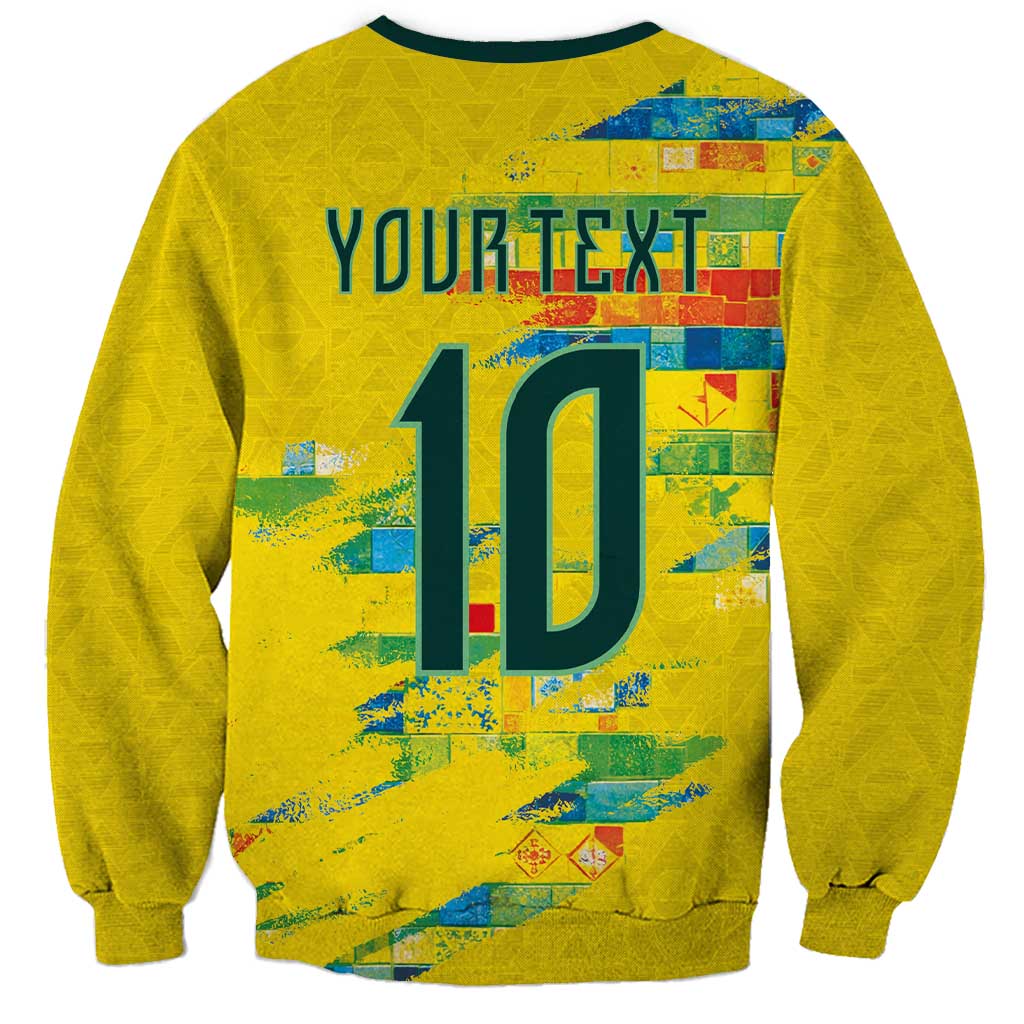 Custom Brasil Football Sweatshirt Abstract Art Inspired Rio Mosaic Steps