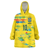 Custom Brasil Football Wearable Blanket Hoodie Abstract Art Inspired Rio Mosaic Steps