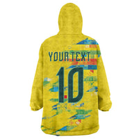Custom Brasil Football Wearable Blanket Hoodie Abstract Art Inspired Rio Mosaic Steps