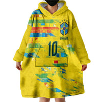 Custom Brasil Football Wearable Blanket Hoodie Abstract Art Inspired Rio Mosaic Steps