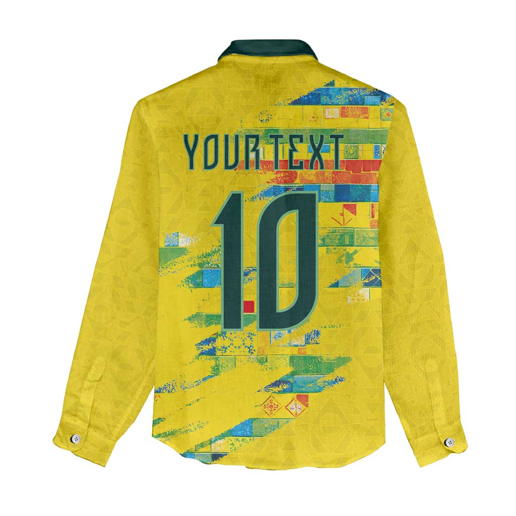Custom Brasil Football Women Casual Shirt Abstract Art Inspired Rio Mosaic Steps