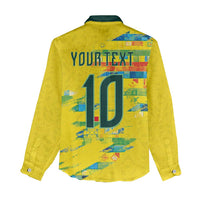 Custom Brasil Football Women Casual Shirt Abstract Art Inspired Rio Mosaic Steps