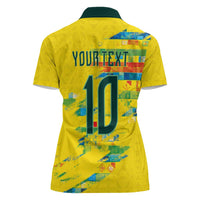 Custom Brasil Football Women Polo Shirt Abstract Art Inspired Rio Mosaic Steps