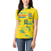 Custom Brasil Football Women Polo Shirt Abstract Art Inspired Rio Mosaic Steps