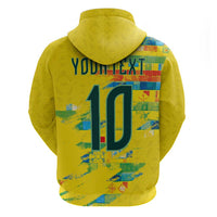 Custom Brasil Football Zip Hoodie Abstract Art Inspired Rio Mosaic Steps