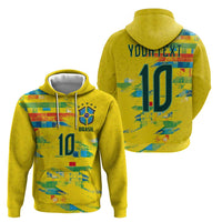 Custom Brasil Football Zip Hoodie Abstract Art Inspired Rio Mosaic Steps