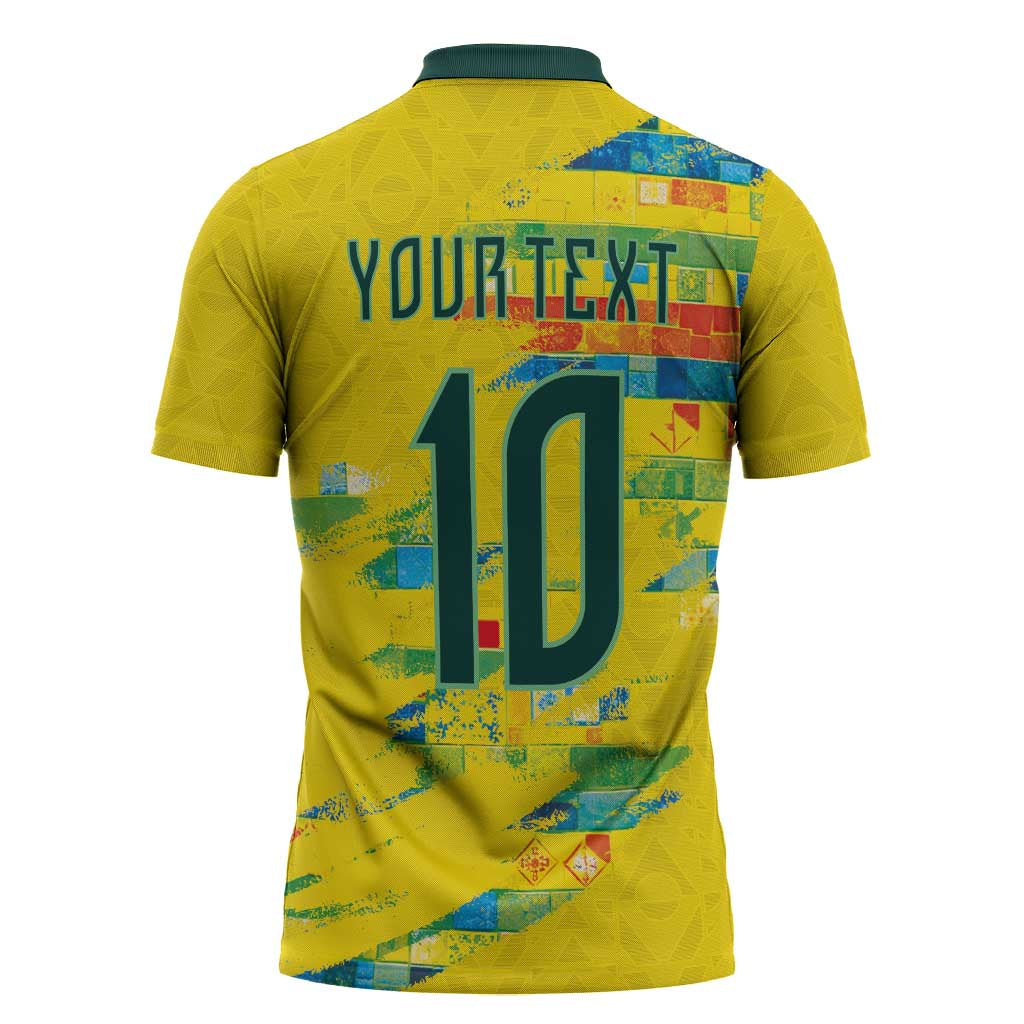Custom Brasil Football Zipper Polo Shirt Abstract Art Inspired Rio Mosaic Steps
