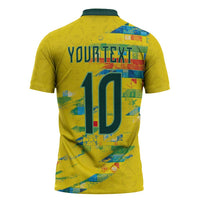 Custom Brasil Football Zipper Polo Shirt Abstract Art Inspired Rio Mosaic Steps