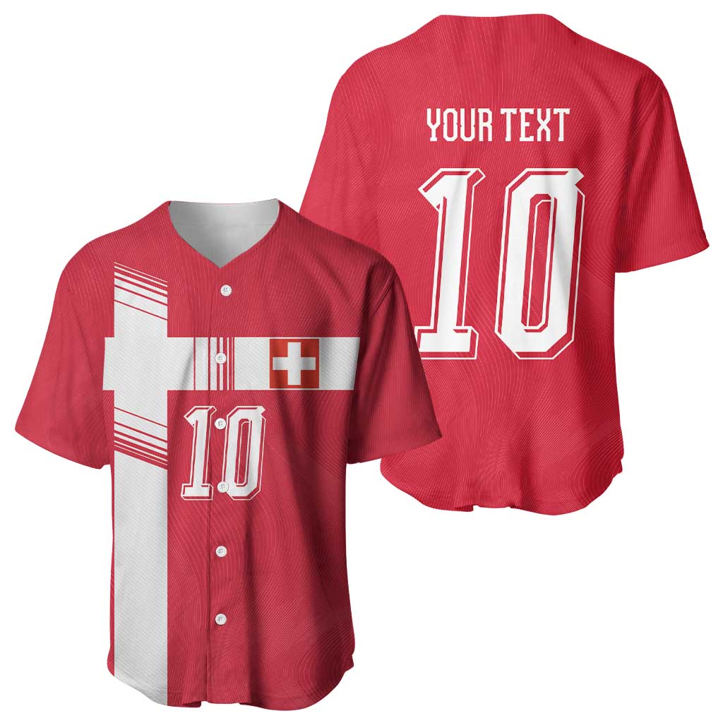 Custom Switzerland National Football Baseball Jersey Abstract Topographic Wave Pattern