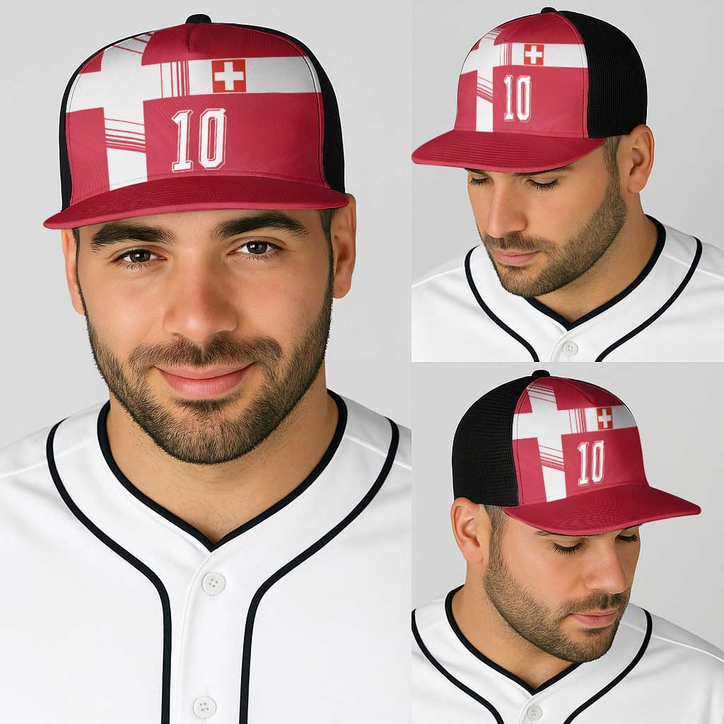 Custom Switzerland National Football Baseball Net Cap Abstract Topographic Wave Pattern