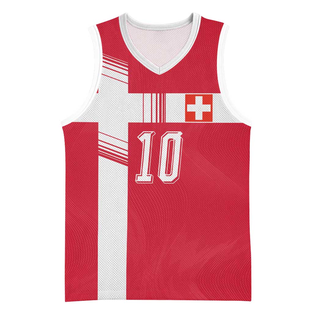 Custom Switzerland National Football Basketball Jersey Abstract Topographic Wave Pattern