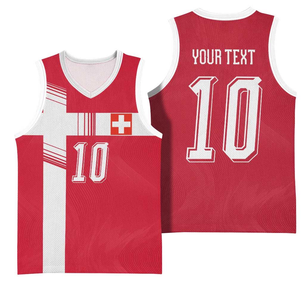 Custom Switzerland National Football Basketball Jersey Abstract Topographic Wave Pattern