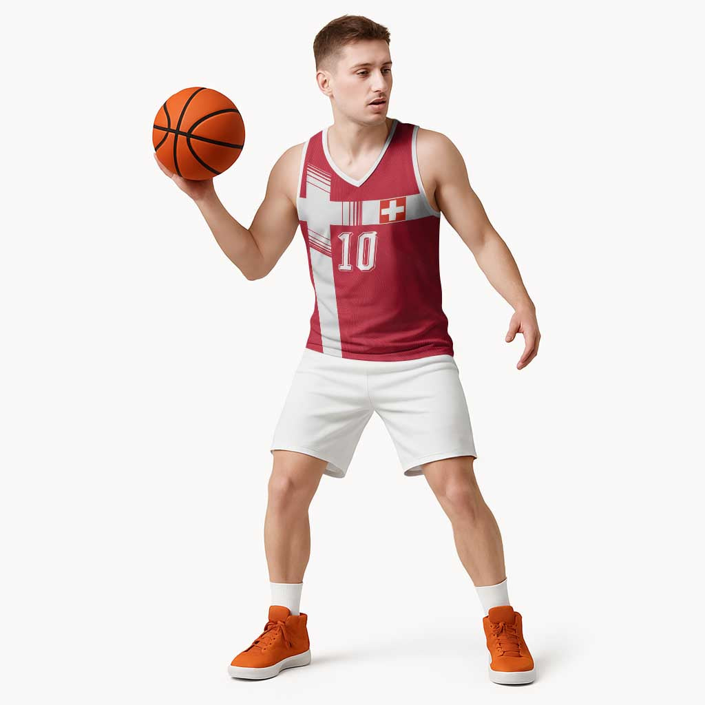 Custom Switzerland National Football Basketball Jersey Abstract Topographic Wave Pattern