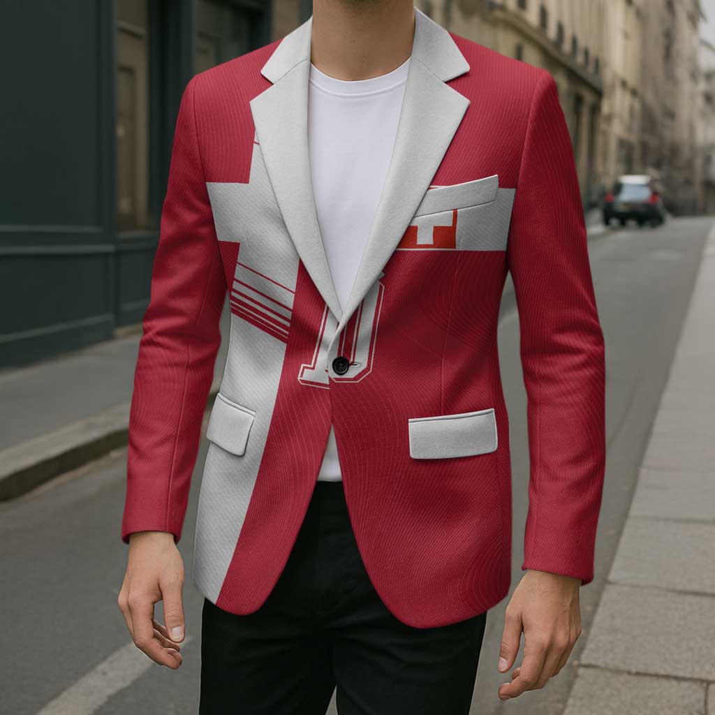Custom Switzerland National Football Blazer Abstract Topographic Wave Pattern