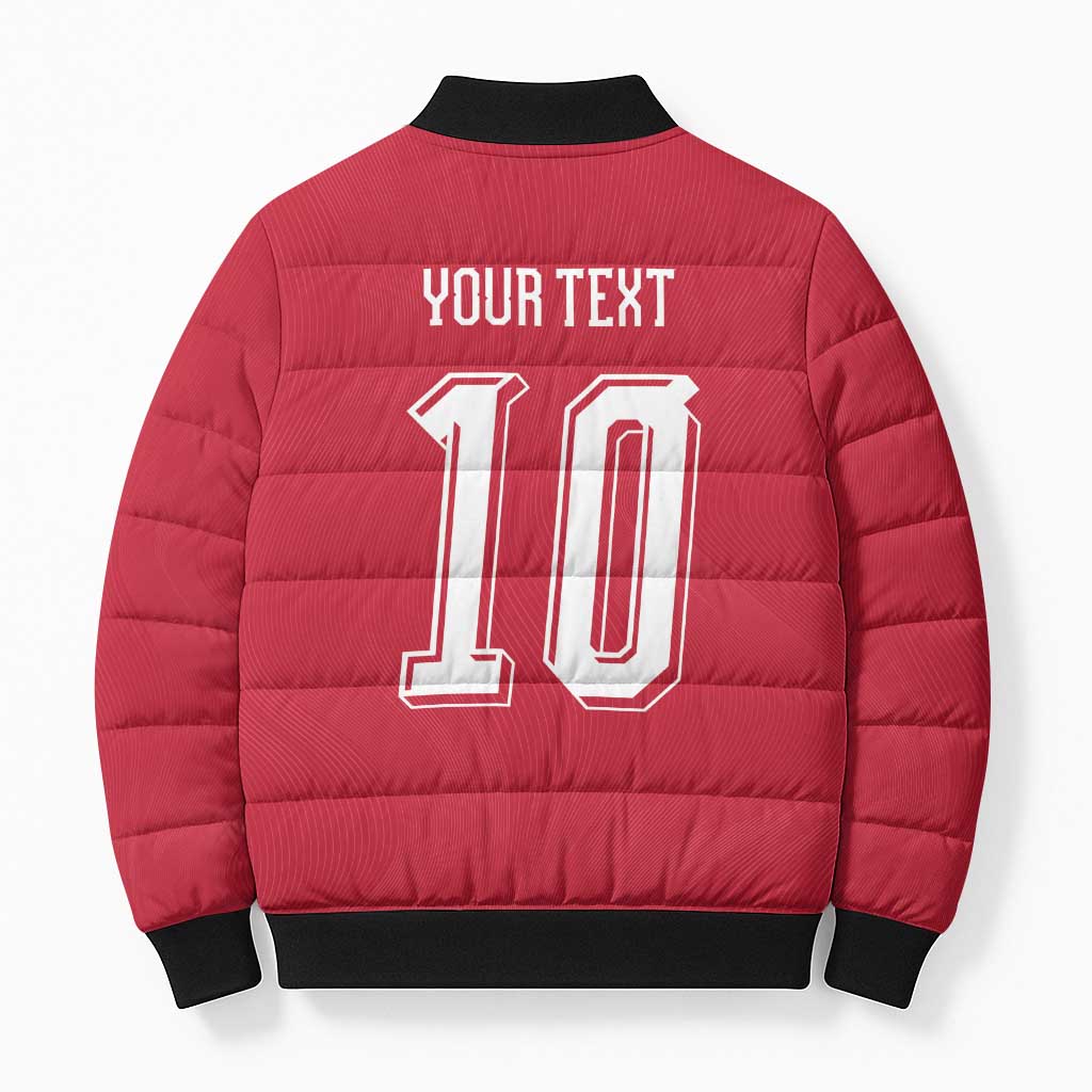 Custom Switzerland National Football Bomber Puffer Jacket Abstract Topographic Wave Pattern