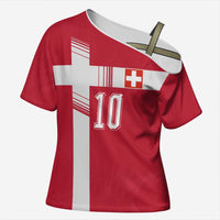 Custom Switzerland National Football Cross Shoulder Shirt Abstract Topographic Wave Pattern