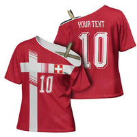 Custom Switzerland National Football Cross Shoulder Shirt Abstract Topographic Wave Pattern