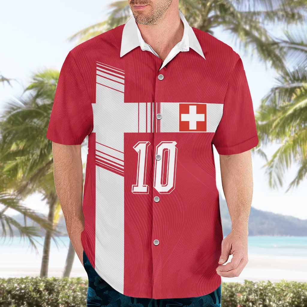 Custom Switzerland National Football Hawaiian Shirt Abstract Topographic Wave Pattern