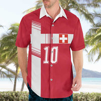Custom Switzerland National Football Hawaiian Shirt Abstract Topographic Wave Pattern