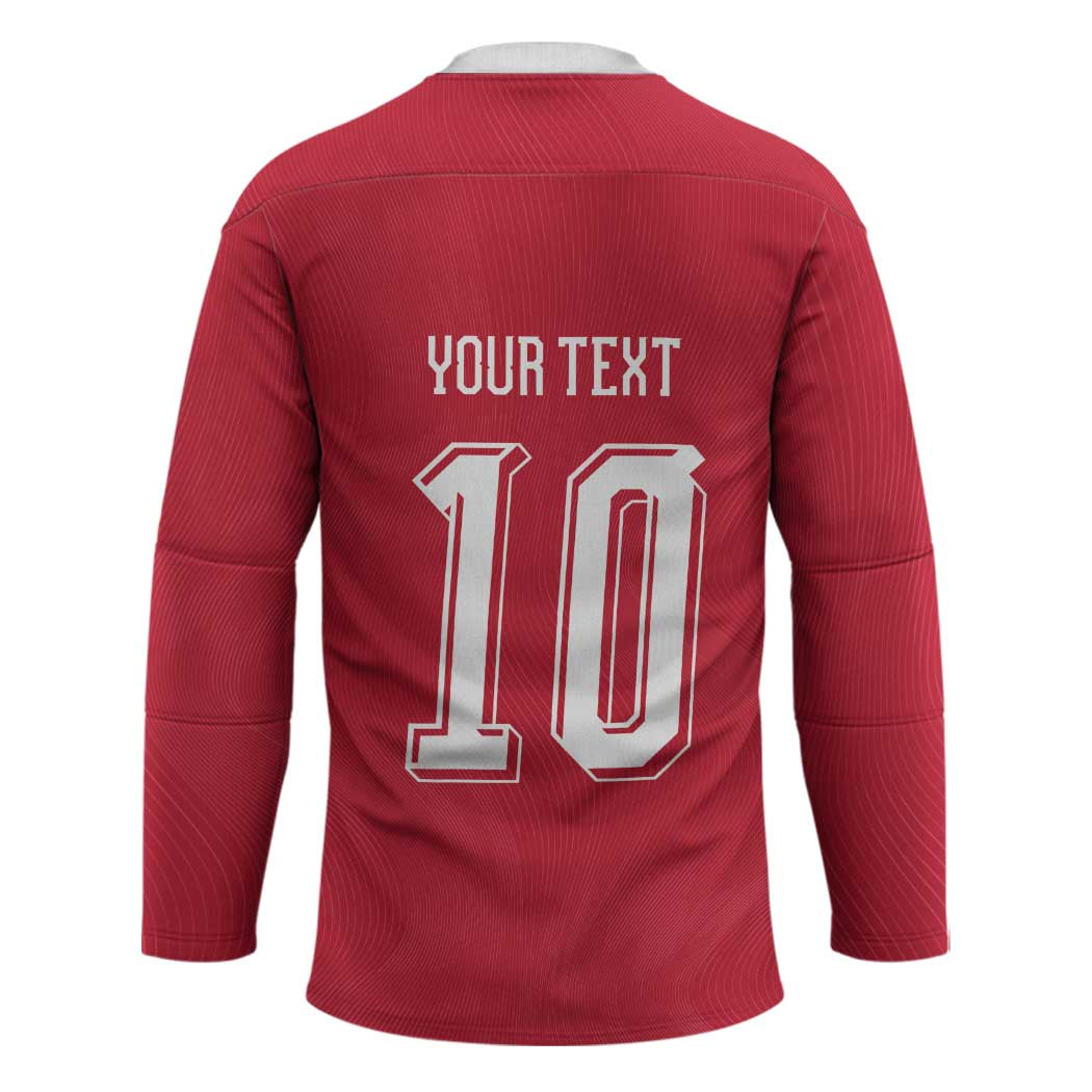 Custom Switzerland National Football Hockey Jersey Abstract Topographic Wave Pattern