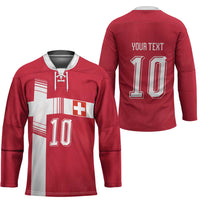 Custom Switzerland National Football Hockey Jersey Abstract Topographic Wave Pattern