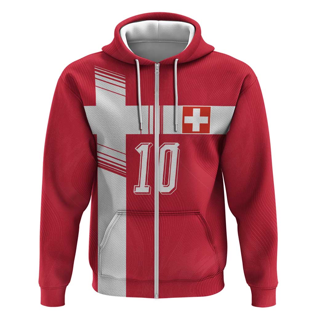 Custom Switzerland National Football Hoodie Abstract Topographic Wave Pattern