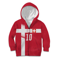Custom Switzerland National Football Kid Hoodie Abstract Topographic Wave Pattern