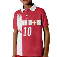 Custom Switzerland National Football Kid Polo Shirt Abstract Topographic Wave Pattern